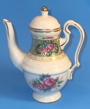 VTG Nantucket 4” H Miniature White Porcelain Teapot W/Pink Roses & Gold Trim picture