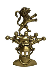 Brass Majestic Lion Crown Knight Single Bookend 9 1/4