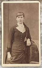 Pretty Young Woman Long Hair and Bangs Late 1800's CDV Photo 2251 picture