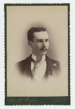 Antique Circa 1880s Cabinet Card Dapper Man With Stylish Mustache Norristown, PA picture