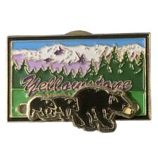 Vintage Yellowstone National Park Black Bear Cubs Scenic Travel Souvenir Pin picture