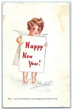 c1910's New Year Angel Julia Woodworth Artist Signed Posted Antique Postcard picture