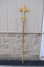 Older Processional Cross, All Brass with Pole, No Corpus, Church Cross (CU202) picture