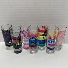 Shot Glass Lot Of 7 Double Tall Colorful Souviner Vintage Travel picture