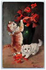 Minneapolis Minnesota MN Postcard Cat Kittens Flowers Artist Signed 1910 Antique picture