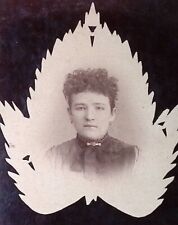 C.1890s Cabinet Card Olney IL Beautiful Woman W Brooch Leaf Effect A40108 picture