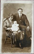 Baby Robert Schnaufer with Parents Vintage RPPC Real Photo Postcard c1920 picture