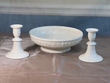 Antique 1922 Wedgwood White Classical Embossed Queensware Centerpiece & Candles picture