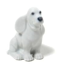 Vintage Denmark Porcelain Figurine Dog White Spaniel Underglaze Painting picture