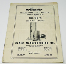 1948 Monitor Deep Well Pump 100PC Baker Manufacturing Repair Parts Price List picture