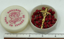 Vintage Italy Rosario Di Petali Di Rosa Rosary In Case-Rose Scented  Beads picture