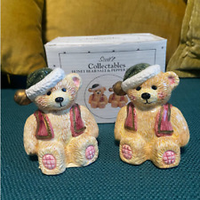 Vintage Scott's Collectables Honey Bear Christmas Salt & Pepper Shakers in Box picture