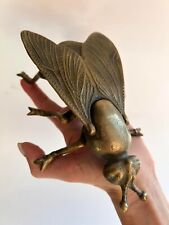 Heavy Vintage USSR Collectible Bronze Brass Figure Statue Ashtray Fly Marked picture