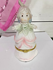 Vintage Porcelain Round Butterfly Fairy Trinket Keepsake Box 6