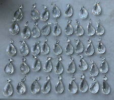 43 Vintage Matching Clear Glass or Crystal Teardrop 2.25” Prisms w .5” Top Bead picture