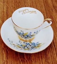 Vintage Estate Taylor & Kent Bone China Cup & Saucer With Forget Me Nots  picture