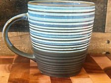 EUC The Old Pottery Company Large 20 Oz Ceramic Coffee Cocoa Tea Mug Blue Brown picture