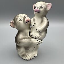 Vintage Ceramic Anthropomorphic Monkey Mama Holding Baby Salt & Pepper Shakers picture