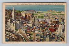 Cleveland OH-Ohio, Aerial View Downtown, Lakefront, Antique Vintage Postcard picture