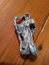 Vtg. Sunglo Pewter Figure Face Less Grim Reaper Type Figure - W/Crystal Ball picture