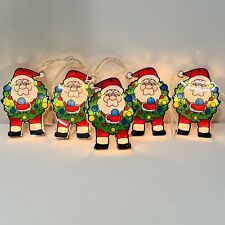 Santa Claus Wreath Christmas String of 5 Light Frame Forms 6” x 4” x 1” Vintage picture