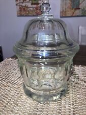 Vintage Indiana Glass Clear Heavy Paneled Candy/Apothecary Jar w/ Lid picture