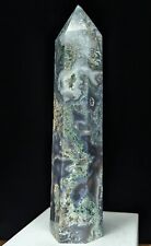 Moss Agate Tower Druzy Point Quartz Crystal Large Big Tall Gemstone picture