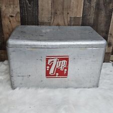 Vintage 1950's Embossed 7Up Aluminum Metal Cooler Ice Chest 22x13x13