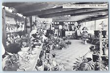 Oxford Michigan MI Postcard Unger Flowers Interior View Shop 1940 Vintage Linen picture