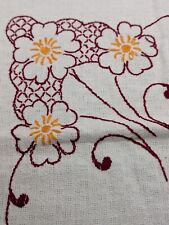 Vintage Hamd Embroidered Floral Large Kitchen Towel Small Table Cloth picture