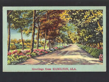 c.1940s Greetings From Hamilton Alabama AL Linen Postcard POSTED picture