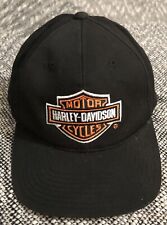 Vintage Harley Davidson Hat Cap Mens Black Orange Snap Back Biker Rider 90s picture