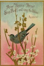 1880's-90's Victorian Religious Card Bird In Blossoms Flowers P78 picture