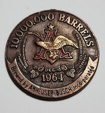 Anheuser Busch Commemorative Medallion Celebrating 10 Million Barrels 1964 picture