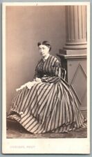1870 CDV Women in Couture Wearing Beautiful Dress. Photo by Gustave Le Mans. Sewing picture