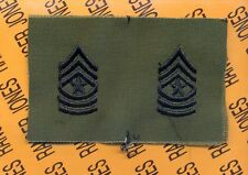 USA Enlisted SERGEANT MAJOR SGM E-9 OD Green & Black rank patch set picture