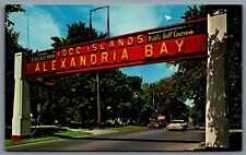 Postcard 1000 Islands NY c1966 Alexandria Bay Sign Old Cars  picture