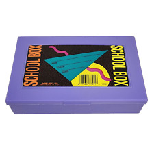 VINTAGE EMPIRE PLASTIC PURPLE SCHOOL BOX  PENCIL / SUPPLIES STORAGE BOX picture