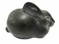 Handcrafted Bronze Bunny Rabbit Sculpture Paperweight Home Decor Heavy 5x3.5in picture