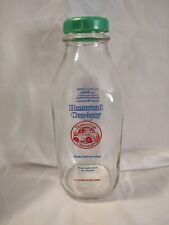 🔥Vintage Homestead Creamery Quart Milk Bottle With Green Lid  Burnt Chimney, Va picture