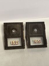 2 Vintage YALE Brass Bronze Post Office Mail Box Doors #152 & #165 NO LOCKS picture