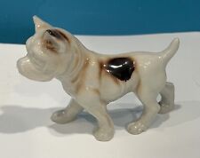 Vtg Porcelain White Brown Spots Pit Bull Dog Bully Bulldog Hound Boxer Figurine picture