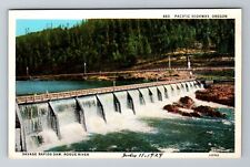 OR-Oregon, Savage Rapids Dam, Aerial, Antique, Vintage Souvenir Postcard picture
