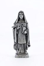 Pewter Catholic Saint St Teresa of Avila Statue with Laminated Prayer Card, 3 1/ picture