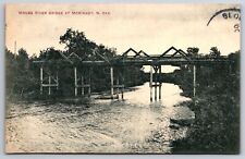 McKinney North Dakota~Mouse River Thru Truss Pony Wood Wagon Bridge~1912 B&W PC picture