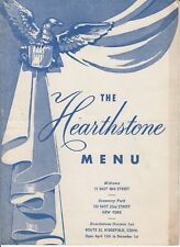 THE HEARTHSTONE Restaurant Menu - Midtown Gramercy Park New York City 1940s picture