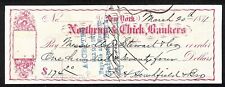 New York Northrup & Chick, Bankers 1871 Bank Check L.H. Hershfield* picture
