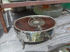 Antique English Silver Plate & Faux Tortoise Shell Jewelry Box picture