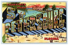 1965 Big Letters, Beach View Greetings from St. Petersburg Florida FL Postcard picture