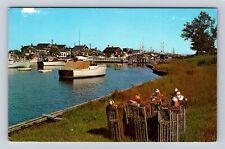 Ogunquit ME-Maine, Fishing Village, Perkins Cove Footbridge, Vintage Postcard picture